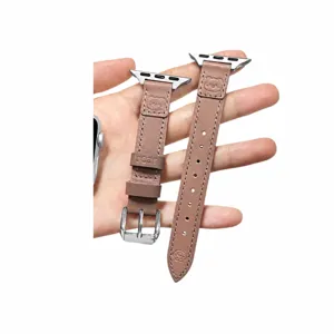 Δερμάτινο λουράκι ρολογιού συμβατό με Apple Watch, χαριτωμένο ανάγλυφο αρκουδάκι, κομψό δέρμα.