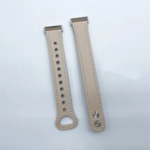 Bracelet de montre de rechange en cuir pour Huawei Band 8 et 9, design beige élégant.