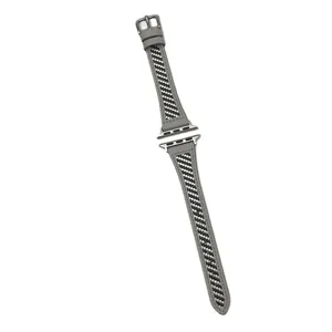 Bracelet de montre en cuir de rechange avec motif en diagonale, design élégant pour smartwatch.