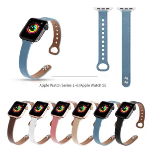 Leather Watch Band Compatible with Apple Watch Series SE 1-6 Replacement Strap Chic