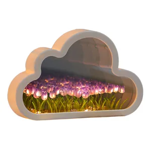 Cloud Tulip LED Night Light Infinite Mirror Handmade Ambient Lamp Bedroom Decor Valentine Gift