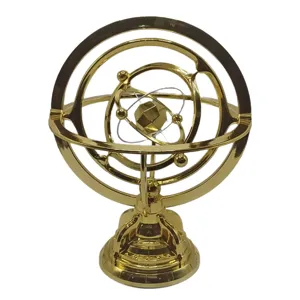 Gold Armillary Sphere Perpetual Motion Desk Toy Kinetic Art Orbit Ornament USB Powered