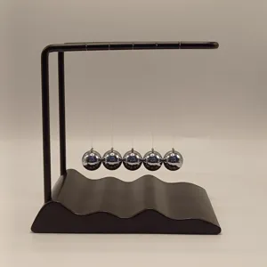 Creative Newton's cradle balance balls desk toy with wave base metal frame home office decor