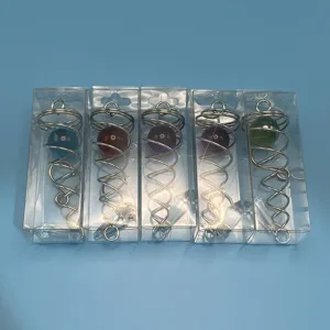 4.5 Zoll Edelstahl Spinart Windspiel Spirale mit Kristallglas Kugel Anhanger Detail Ansicht.