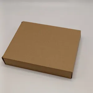 Detailed view of the brown corrugated cardboard mailer box, sturdy packaging material.