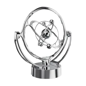 Macchina a moto perpetuo in metallo argentato decorazione da scrivania globo celeste