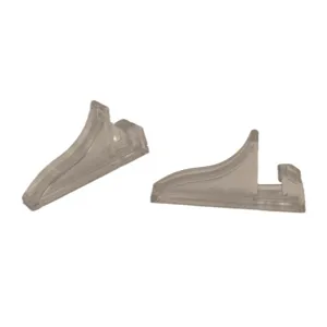 Transparent plastic display stand for photo frames, picture holders, and sand art.