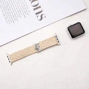 Elastic braided nylon Apple Watch strap with cute cat magnetic buckle for iwatch series