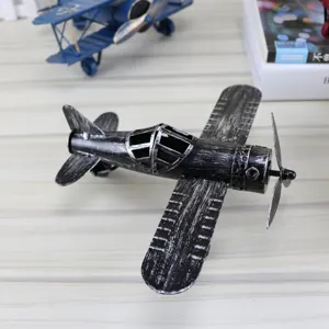 Vintage metal airplane model handmade retro aircraft home decor desktop ornament display piece
