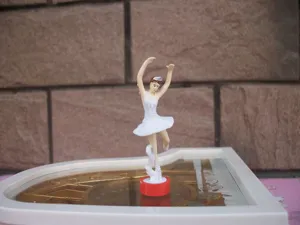 Ballet dancer music box figurine cake topper, white dancing girl decoration for gift.