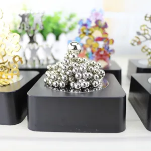 Magnetic steel balls desktop ornament with square base creative metal stress toy fidget.