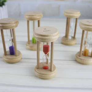 Wooden hourglass timer 1 2 3 minutes sand clock home decor ornament desk decoration