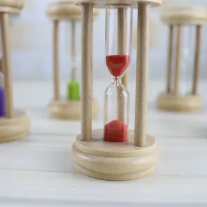 Wooden sand timer hourglass decorative ornament detail view for your home desk decor