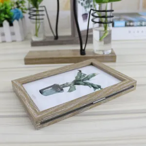 Wooden photo frame and hydroponic vase desktop decoration, dual-sided hanging design for home decor.