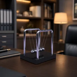 Solid Wood Newton's Cradle Balance Balls Physics Science Educational Toy Metal Desk Ornaments Office Home Decor