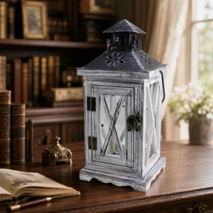 Retro Wooden Wind Lamp Candlestick Creative European Style Home Soft Decoration Desktop Ornaments Pine Wood Candle Holder