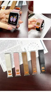 Bracelet de rechange en cuir velcro compatible avec Apple Watch en plusieurs couleurs.