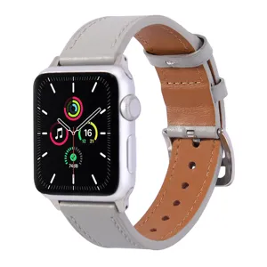 Premium genuine leather watch strap replacement compatible with Apple Watch, stylish and durable.
