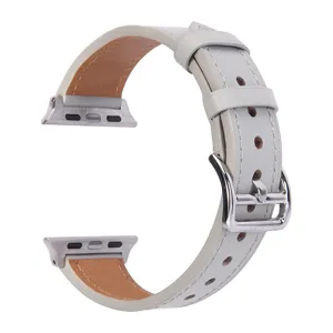 Grey leather watch band replacement compatible with smart watch luxury style accessory new