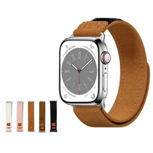 Bracelet de Montre en Cuir Minimaliste avec Velcro Sangle de Remplacement Douce et Confortable pour Montre Connectée
