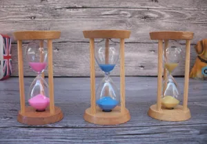 Wooden hourglass timer 3 minutes desktop ornament colorful sand glass decorative gift for home