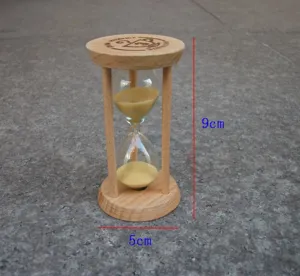 Wooden frame hourglass sand timer 3 minutes desktop decorative ornament glass clock 9cm