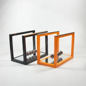 Newton's cradle balance balls desktop swing ornament with mirror base fine detail view showcase