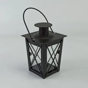 Black metal candle holder Moroccan style lantern decorative iron glass home decor lighting item