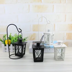 Iron candle holder Moroccan wind lamp home decorative lantern set black and white