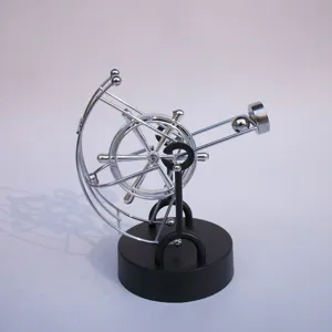 Metal kinetic art perpetual motion sculpture, creative science desk toy for home and office decor.