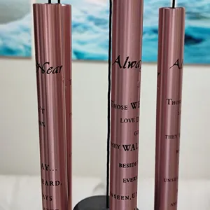 Memorial aluminum metal wind chime tubes with heartfelt English text for home decor.