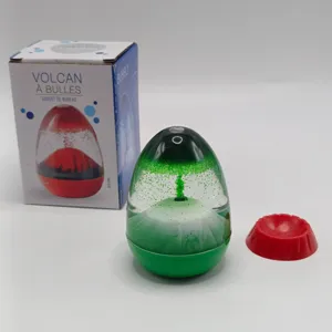 Flüssigkeitsbewegung Vulkan Ei Sensorik Spielzeug Schreibtisch Dekoration mit rotem Sockel