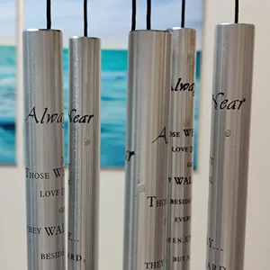 85CM metal wind chimes with 5 aluminum tubes, memorial quote decor for home and garden.