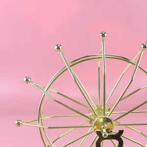Gold metal Ferris wheel kinetic sculpture desk toy perpetual motion ornament detail decor