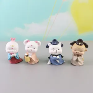 Creative Chinese Style Resin Hanfu Character Figurine Desktop Car Cake Baking Decoration Ornament Miniature Craft