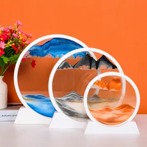 3D Dynamische Treibsandmalerei Bewegende Sandkunst Bild Runde Gläser Sanduhr Heim Büro Tischdekor Kreatives Geschenk
