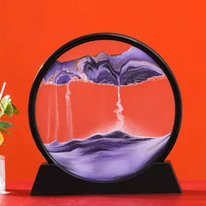12 Inch Moving Sand Art Picture Round Glass 3D Deep Sea Sandscape Sandbox Home Decor Gift