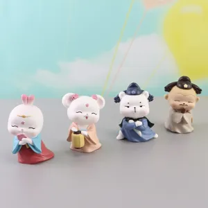Cute ancient style resin figurine set for cake decoration and car interior ornament display.