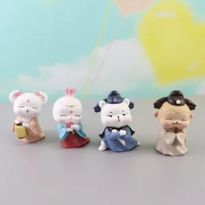 Cute ancient Chinese style Hanfu resin figurine set, perfect for cake decoration and car ornament.