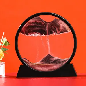 7 Zoll bewegtes Sandbild runde dynamische Sandlandschaft Glas Sanduhr Heimdekor Geschenk