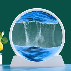 Weißer Rahmen bewegte Sandkunst 3D Tiefsee Sandlandschaft flüssige Bewegung Dekoration.