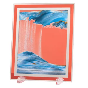 3D Dynamic Quicksand Painting Glass Art Hourglass Ornament for Home Decor Living Room