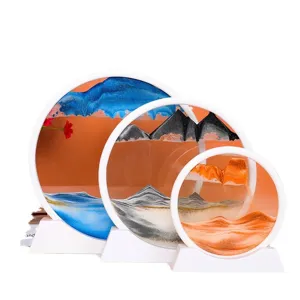 3D dynamisches Treibsand Kunst Bild runder Rahmen Sanduhr Ornament fuer Heimdekoration