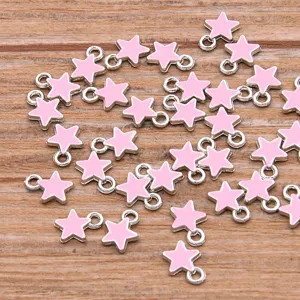 Mini kremasouda asteri 6x8mm me smalto lefko K gia kataskevi kosmimaton DIY axesouar