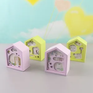 Wooden house music box creative gift cute cartoon design desktop decoration ornament.