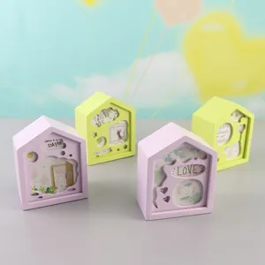 Wooden house music box detail, creative desktop decoration and lovely gift choice.