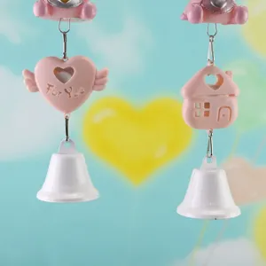 Cute pink pig scented wind chime with heart and house design for home decoration and sweet gift.