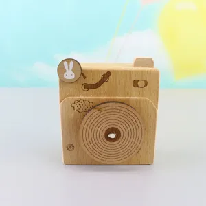 Leuke beukenhouten camera fonograaf muziekdoos creatieve bureau decoratie kado toy
