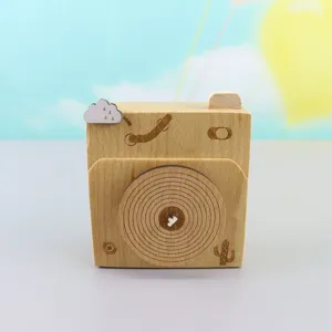 Houten camera speeldoos beukenhout creatief ambacht ornament bureau decoratie cadeau