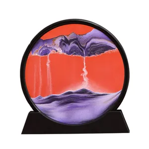 3D dynamic sand art liquid motion hourglass circular landscape ornament for home desk decor